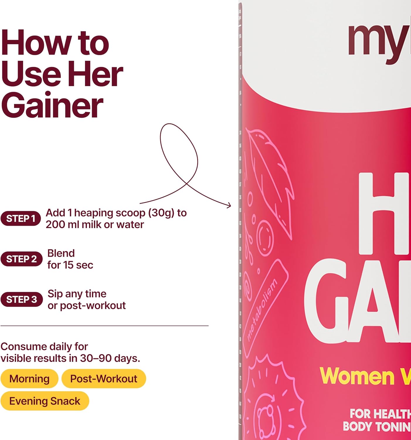 گینر افزایش وزن MYHERB، 500 گرم، طعم شکلاتی