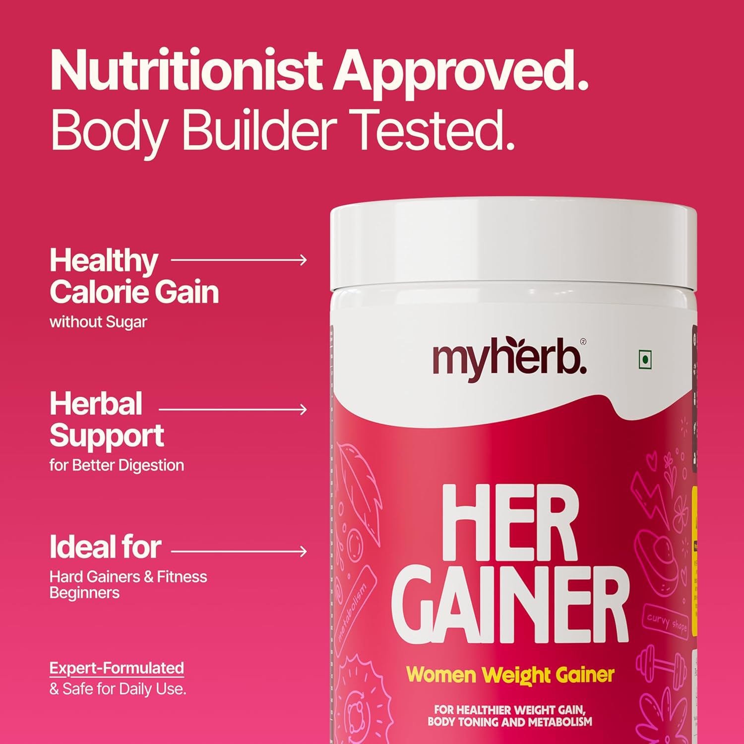 گینر افزایش وزن MYHERB، 500 گرم، طعم شکلاتی