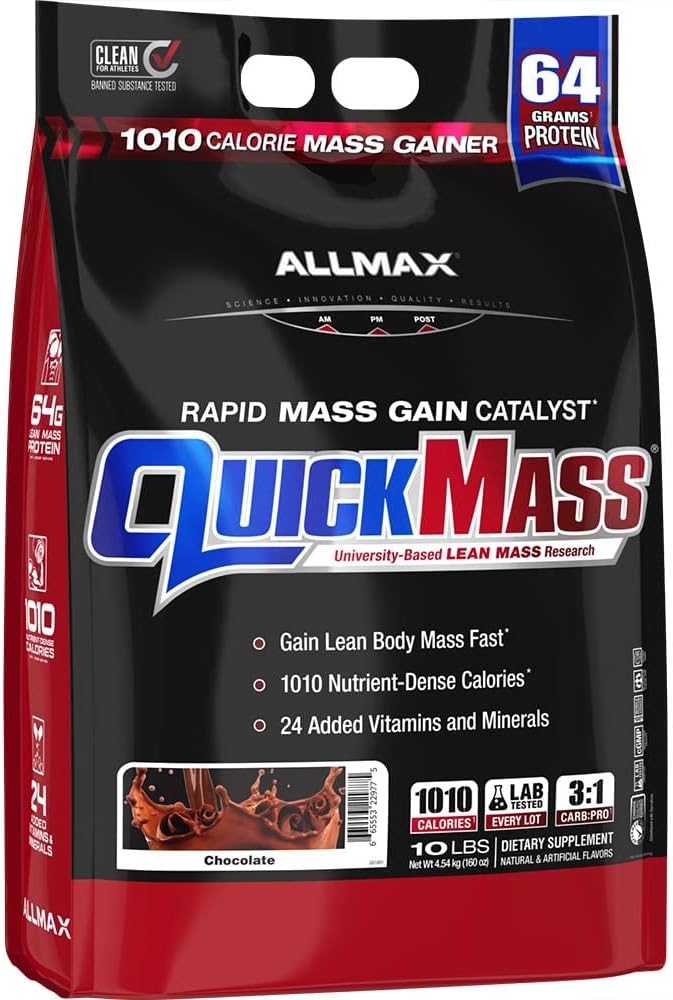 گینر افزایش وزن ALLMAX QUICKMASS، 10 پوند، طعم شکلاتی