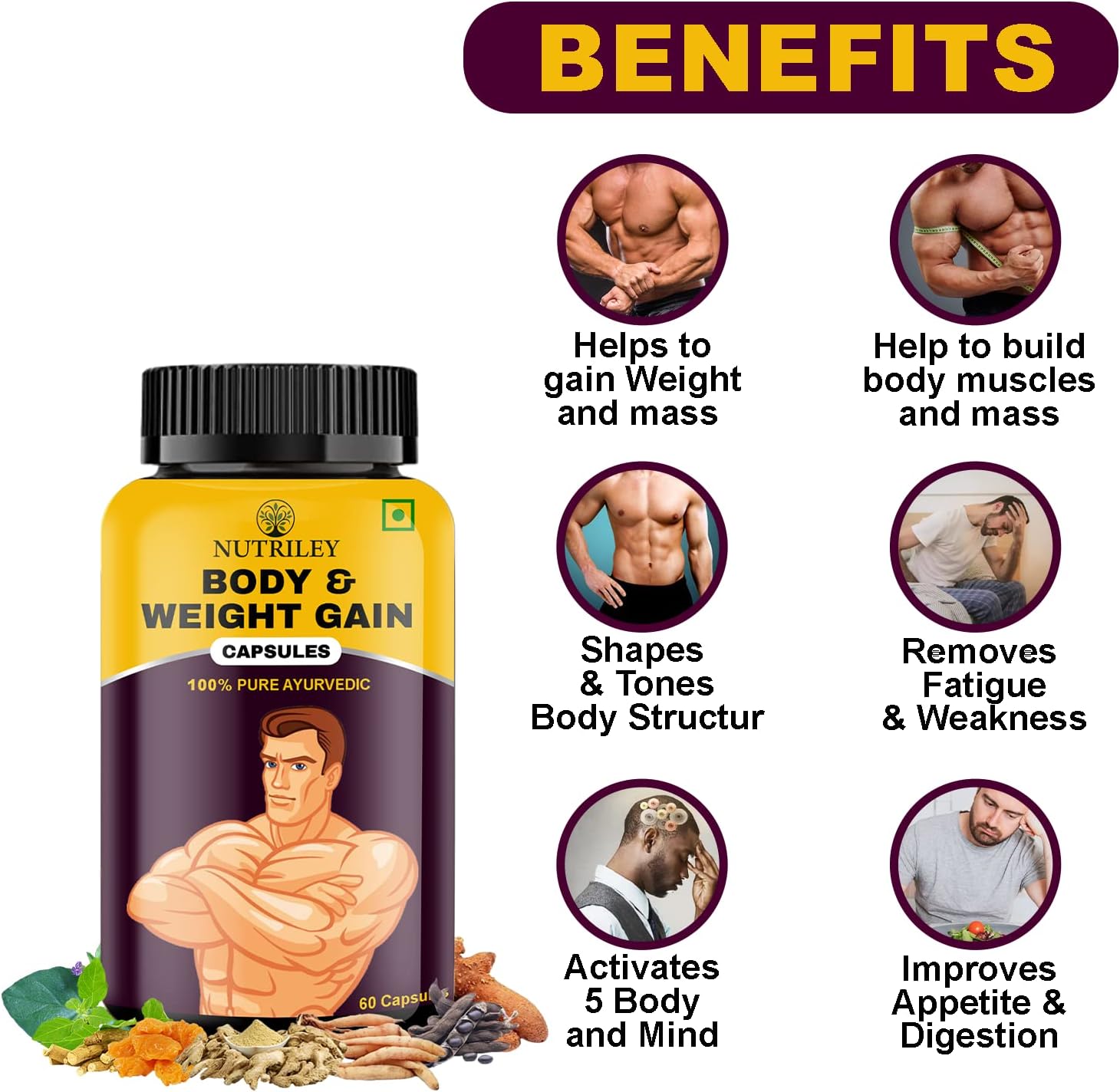 مکمل افزایش اشتها و وزن Nutriley، 60 کپسول