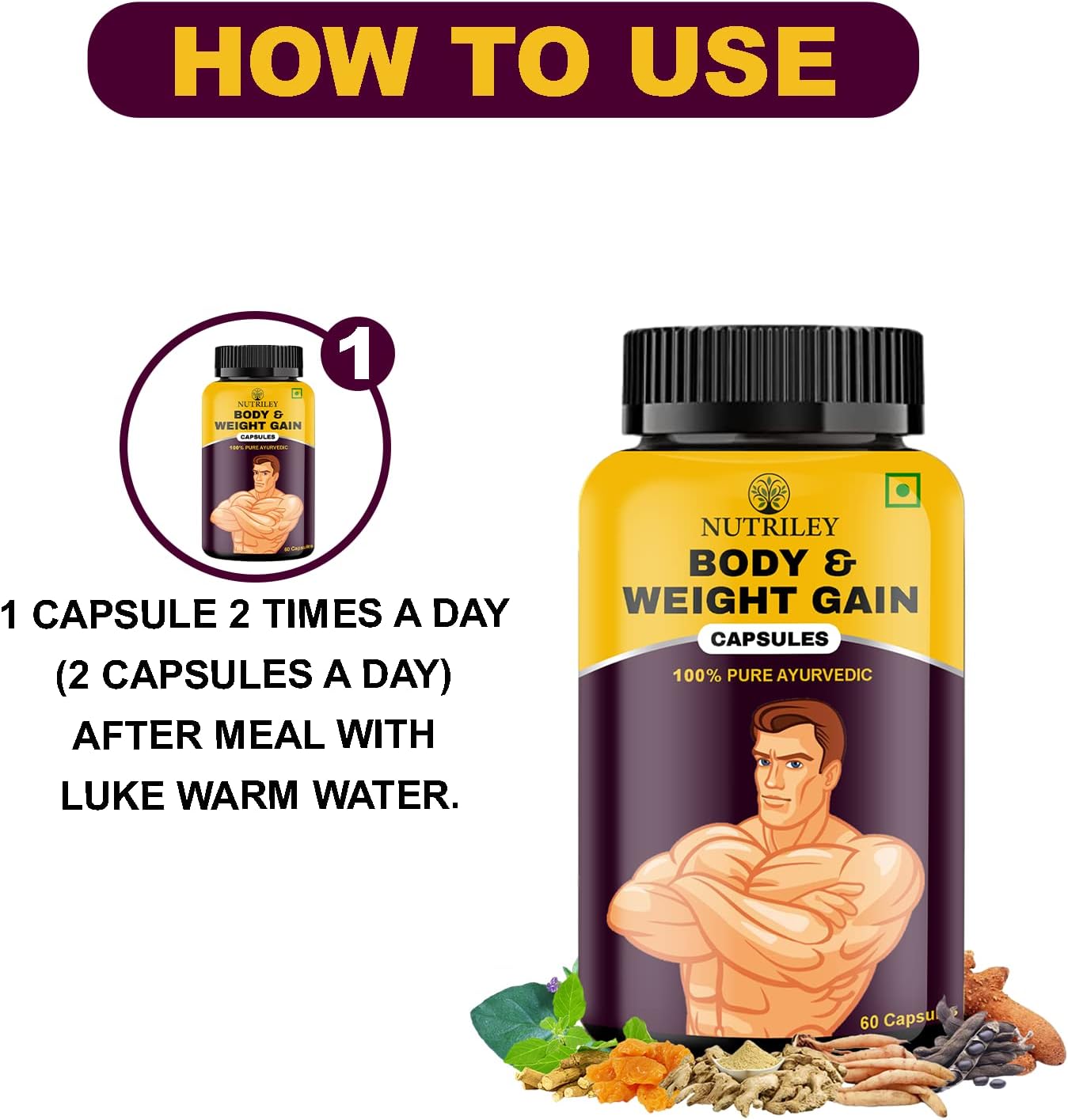 مکمل افزایش اشتها و وزن Nutriley، 60 کپسول