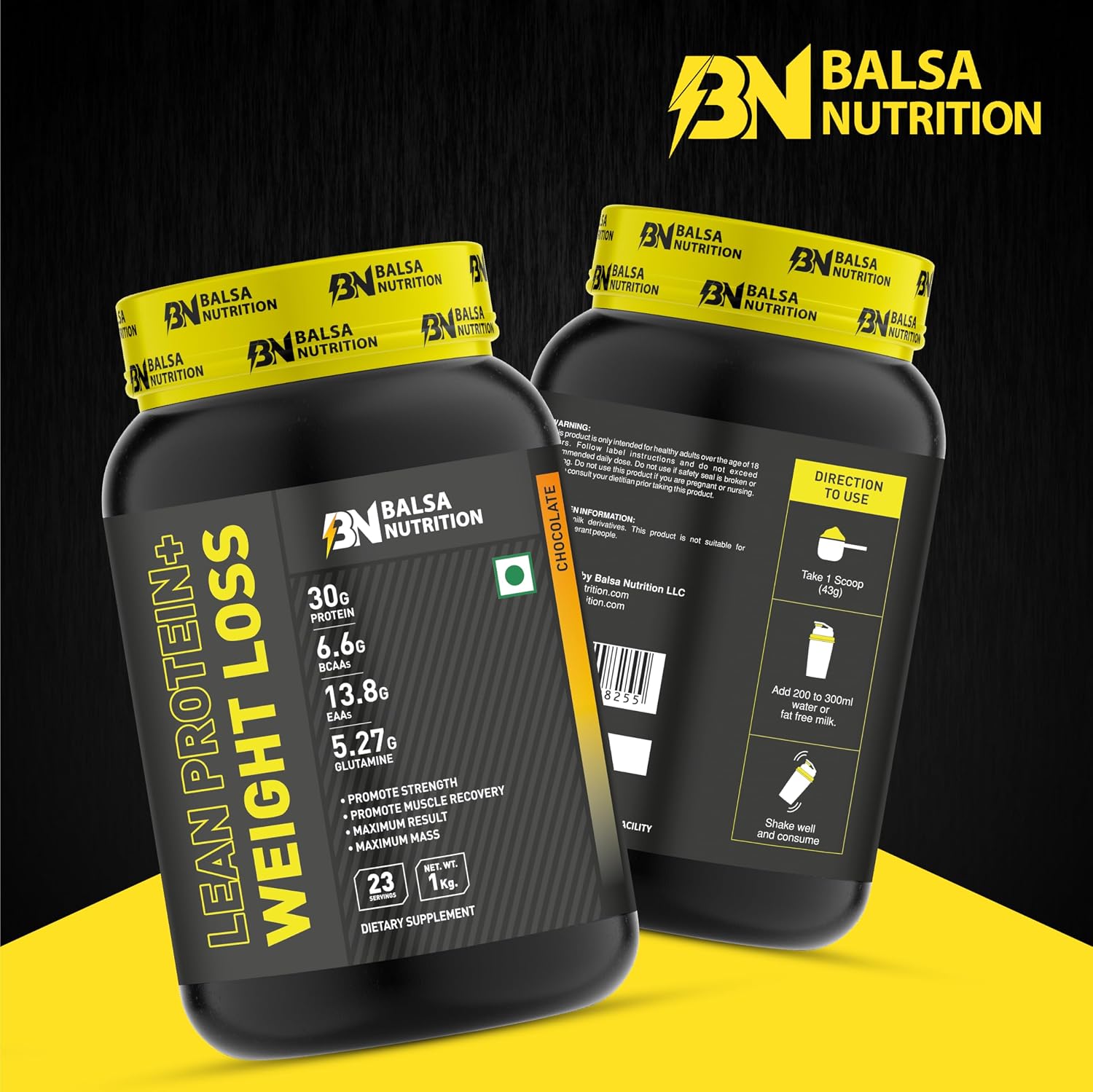 پودر پروتئین وی Balsa Nutrition، 1 کیلوگرم، 23 سروینگ، طعم شکلاتی