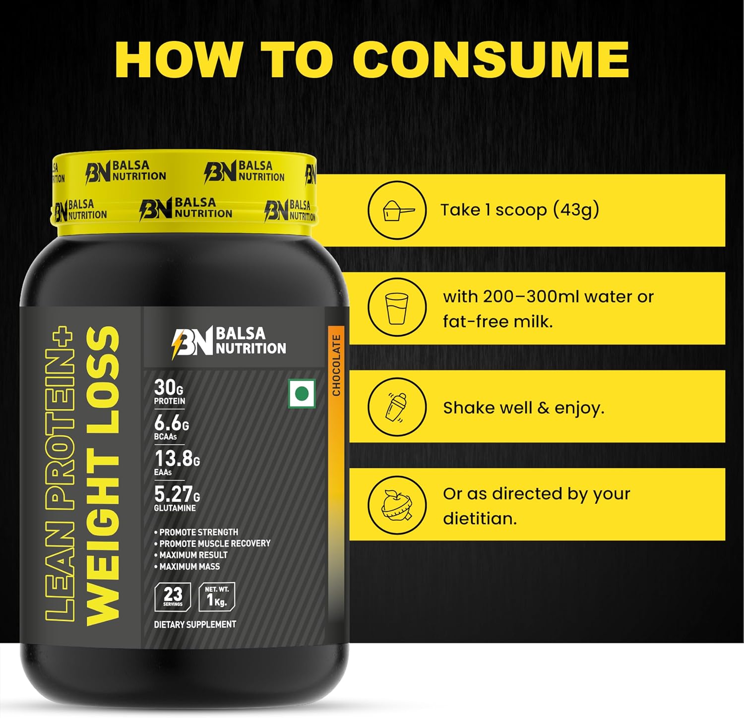 پودر پروتئین وی Balsa Nutrition، 1 کیلوگرم، 23 سروینگ، طعم شکلاتی