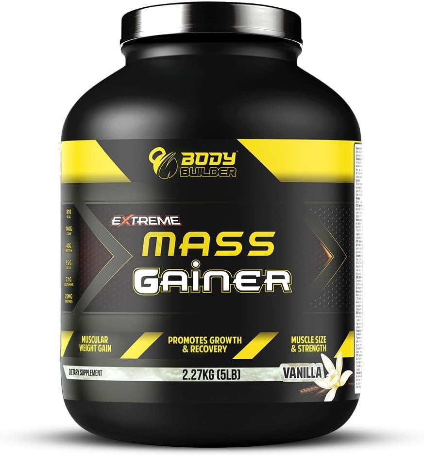 گینر افزایش وزن Body Builder، 40 گرم پروتئین، 5 پوند، طعم وانیلی