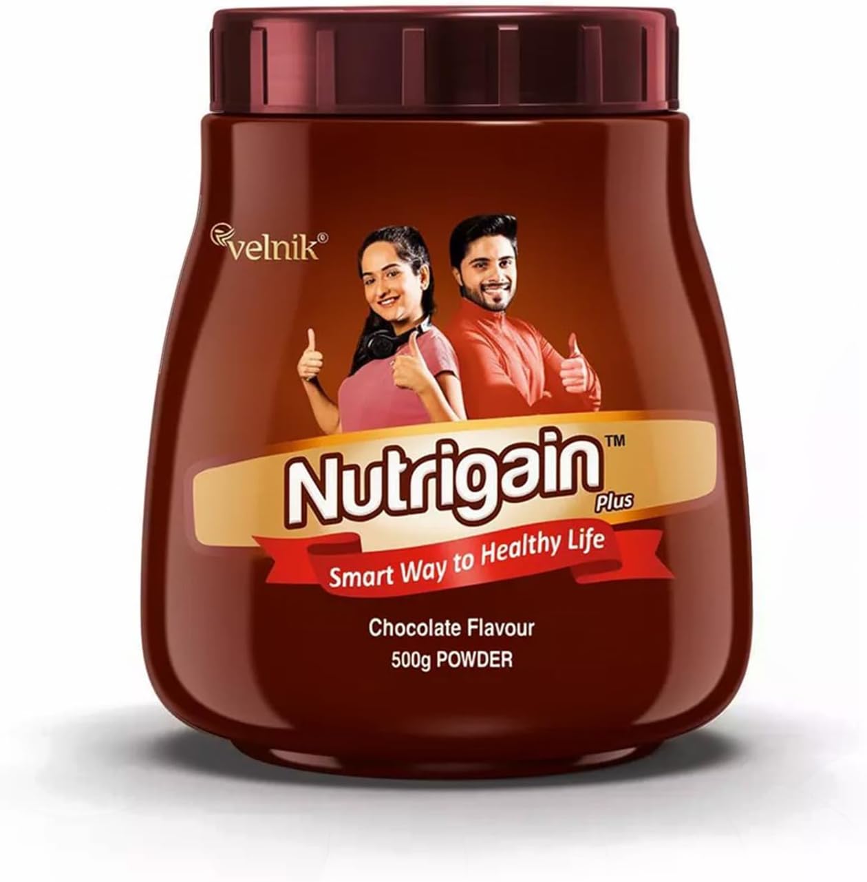 مکمل افزایش اشتها و وزن Nutrigain Plus، 500 گرم، طعم شکلاتی