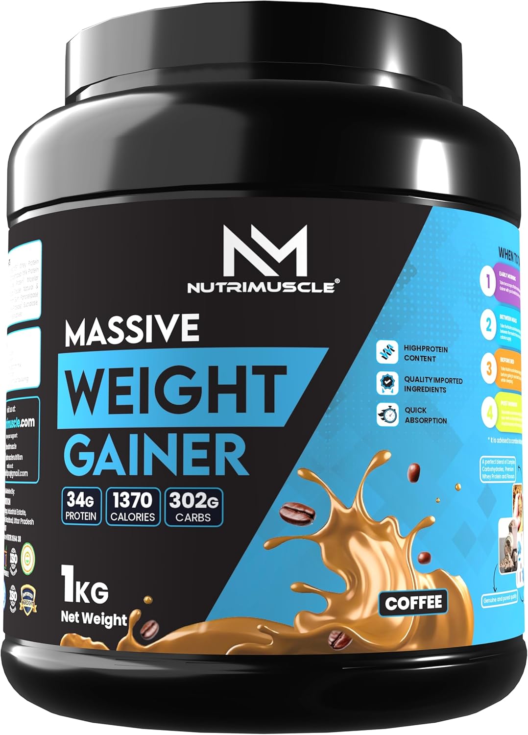 گینر افزایش وزن Nutrimuscle Massive Weight Gainer، 1 کیلوگرم، طعم شکلات لاته