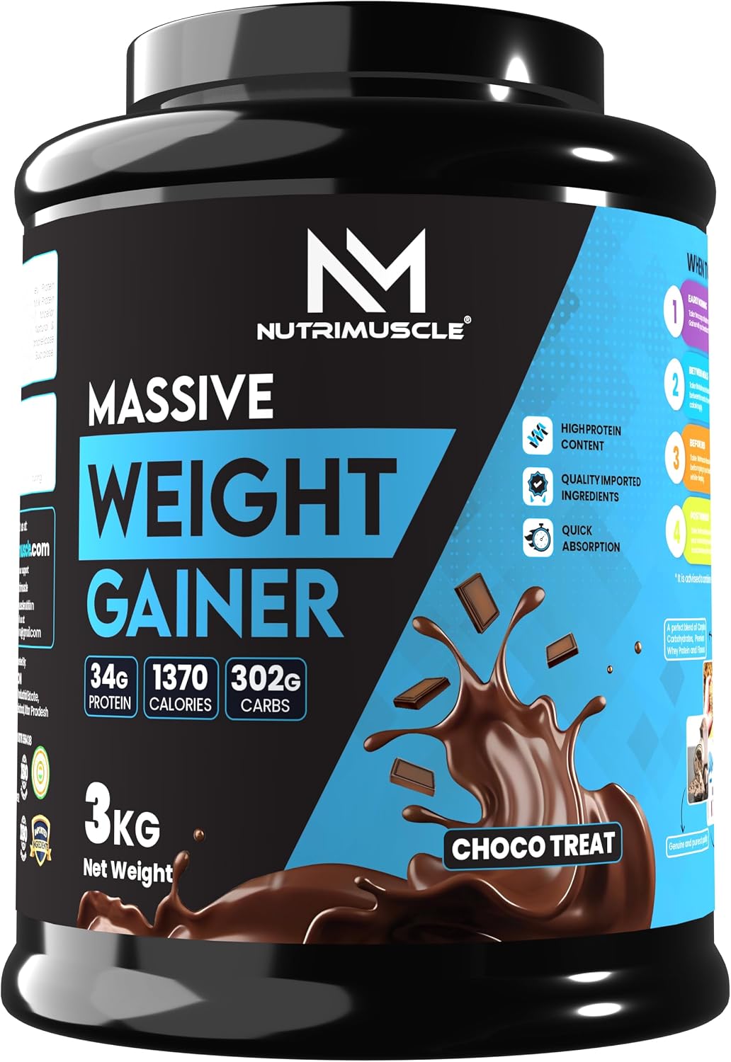 گینر افزایش وزن Nutrimuscle Massive Weight Gainer، 3 کیلوگرم