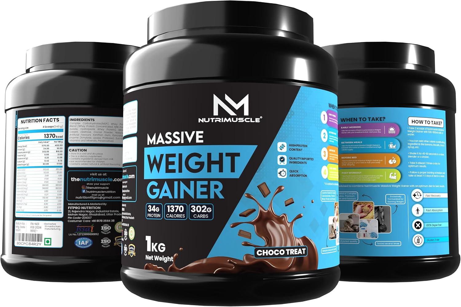 گینر افزایش وزن Nutrimuscle Massive Weight Gainer، 1 کیلوگرم