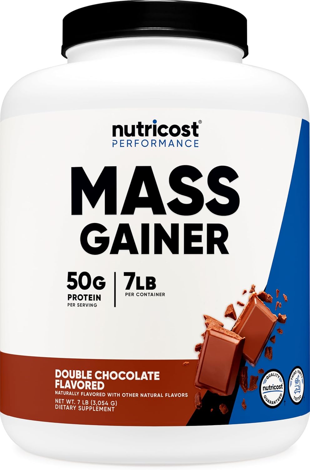 گینر افزایش وزن Nutricost، 50 گرم پروتئین، 6.7 پوند، طعم شکلات دوبل
