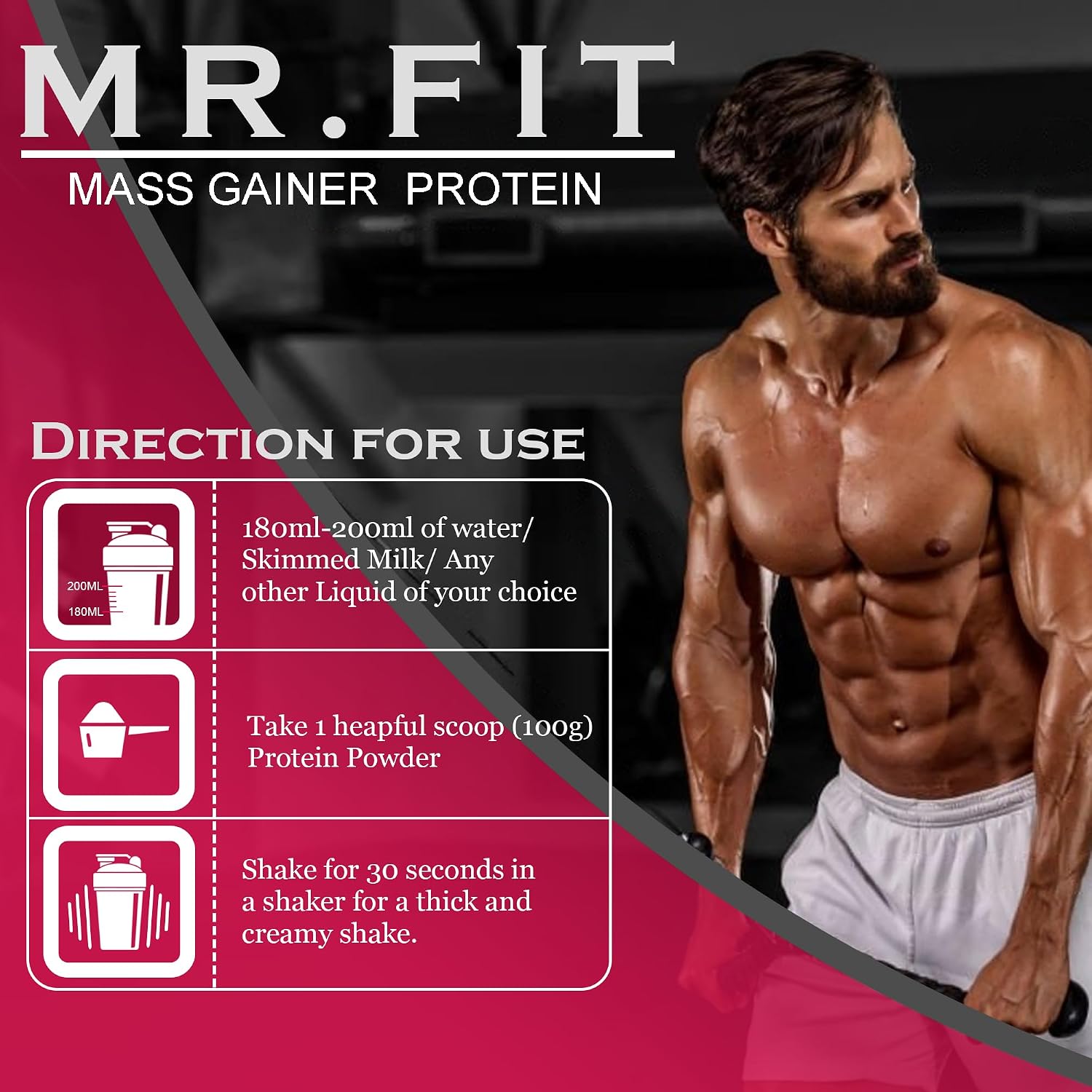 گینر افزایش وزن Nakpro، 1 کیلوگرم، طعم کرم شکلات