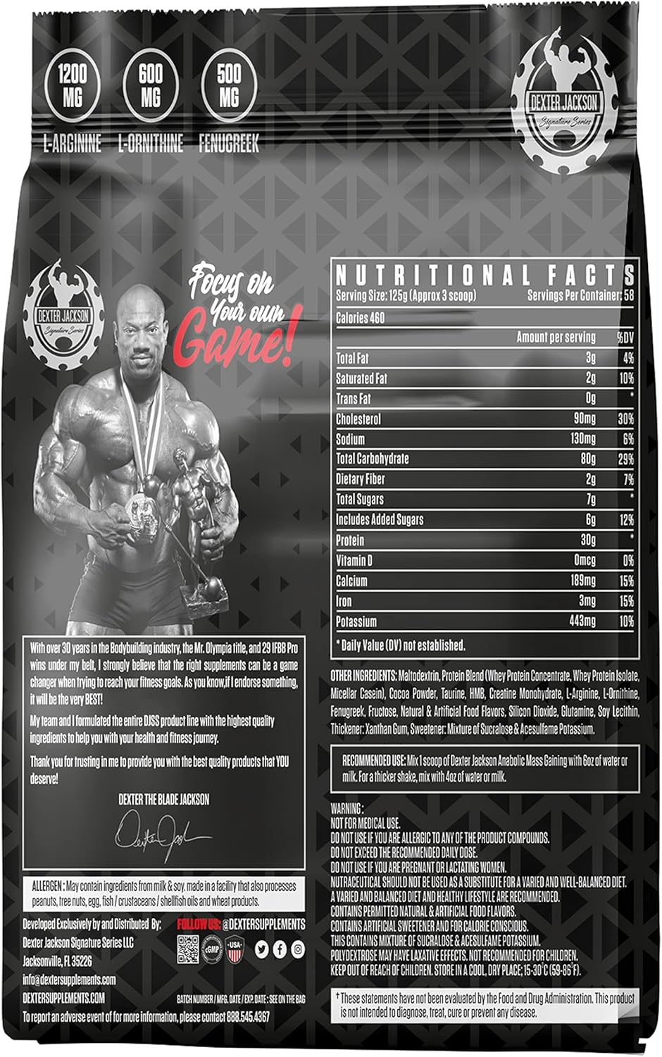 گینر افزایش وزن Dexter Jackson Black Anabolic Mass Gainer، 16 پوند، طعم شکلات دوبل
