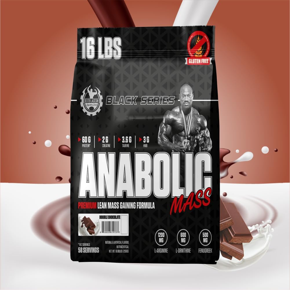 گینر افزایش وزن Dexter Jackson Black Anabolic Mass Gainer، 16 پوند، طعم شکلات دوبل