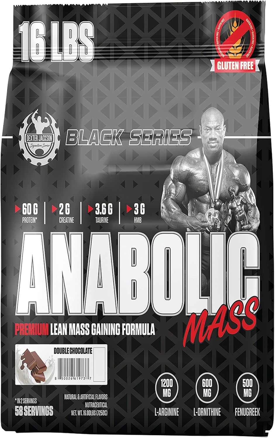 گینر افزایش وزن Dexter Jackson Black Anabolic Mass Gainer، 16 پوند، طعم شکلات دوبل