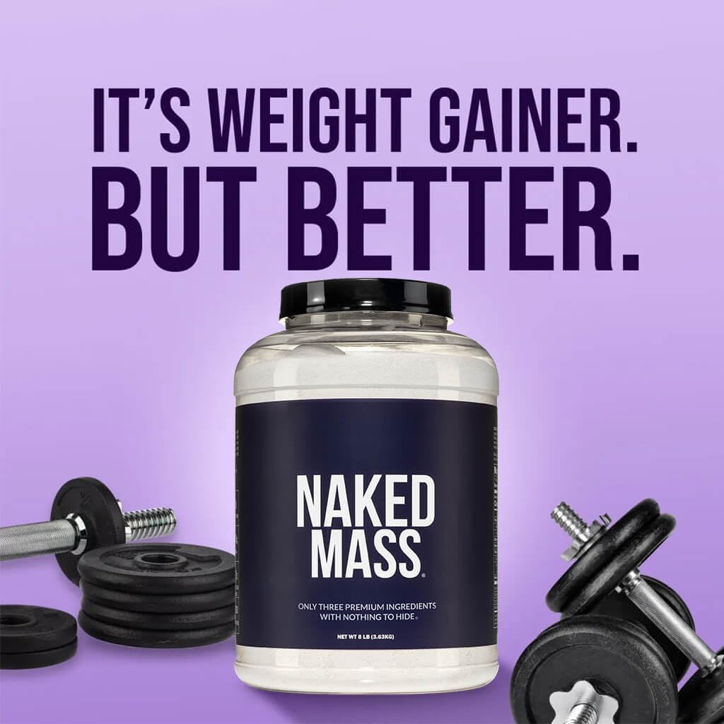 گینر افزایش وزن NAKED، 50 گرم پروتئین، 8 پوند، طعم توت‌فرنگی
