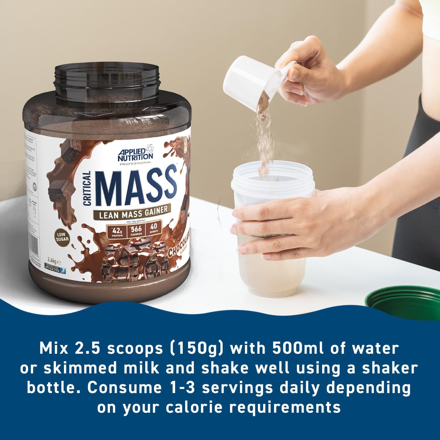 گینر افزایش وزن Applied Nutrition Critical Mass Professional، 2.4 کیلوگرم، 16 سروینگ، طعم موز