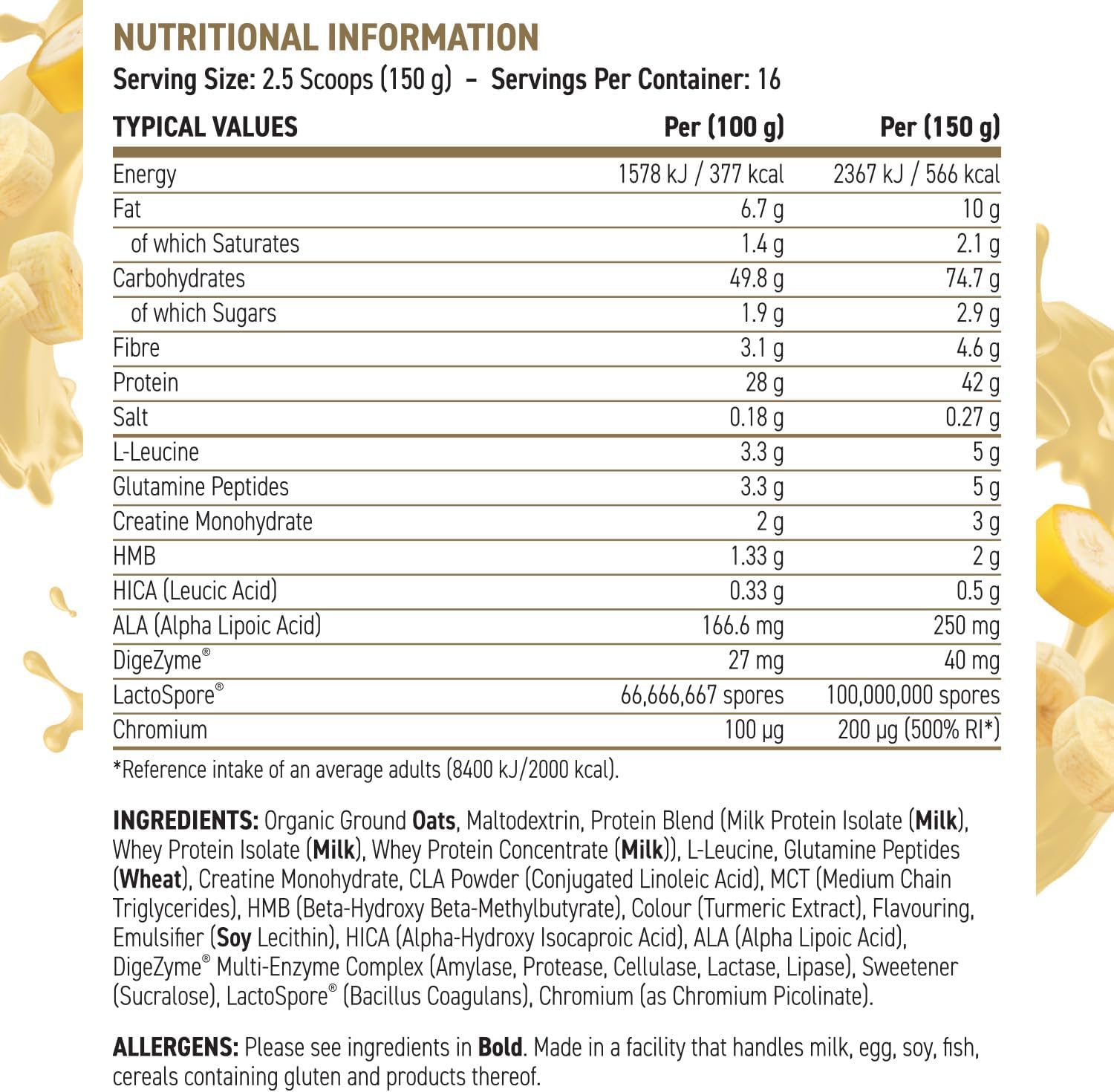 گینر افزایش وزن Applied Nutrition Critical Mass Professional، 2.4 کیلوگرم، 16 سروینگ، طعم موز