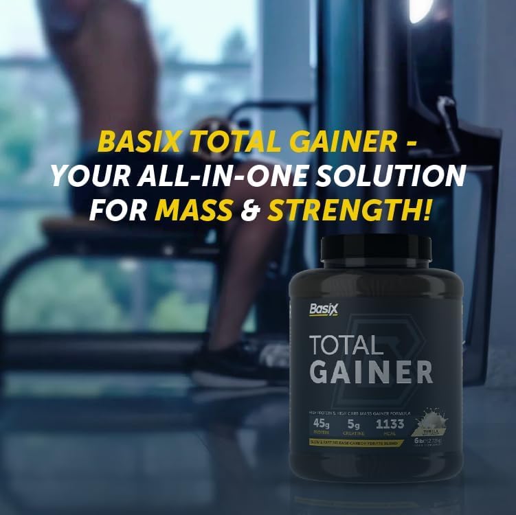 گینر افزایش وزن Basix Total Gainer، 6 پوند، طعم وانیل ویپ