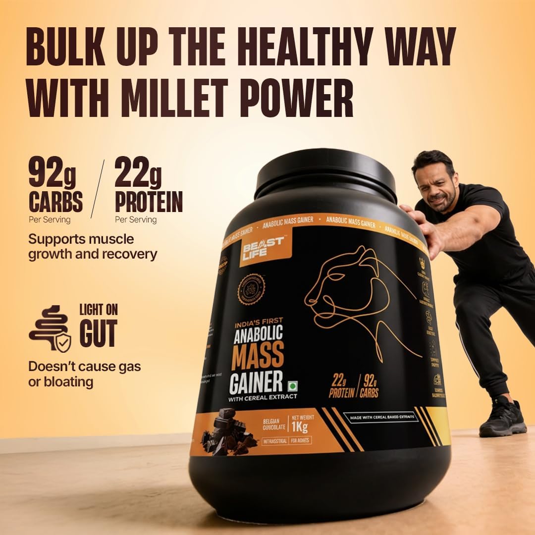 گینر افزایش وزن BeastLife، 1 کیلوگرم، طعم شکلات بلژیکی