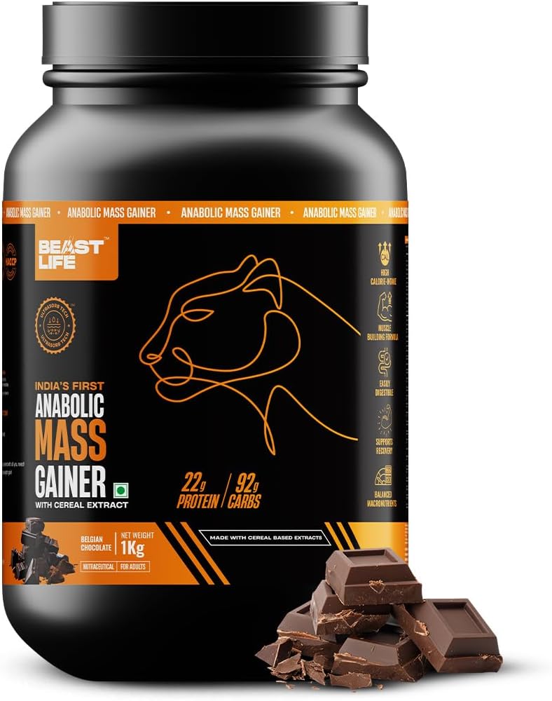 گینر افزایش وزن BeastLife، 1 کیلوگرم، طعم شکلات بلژیکی