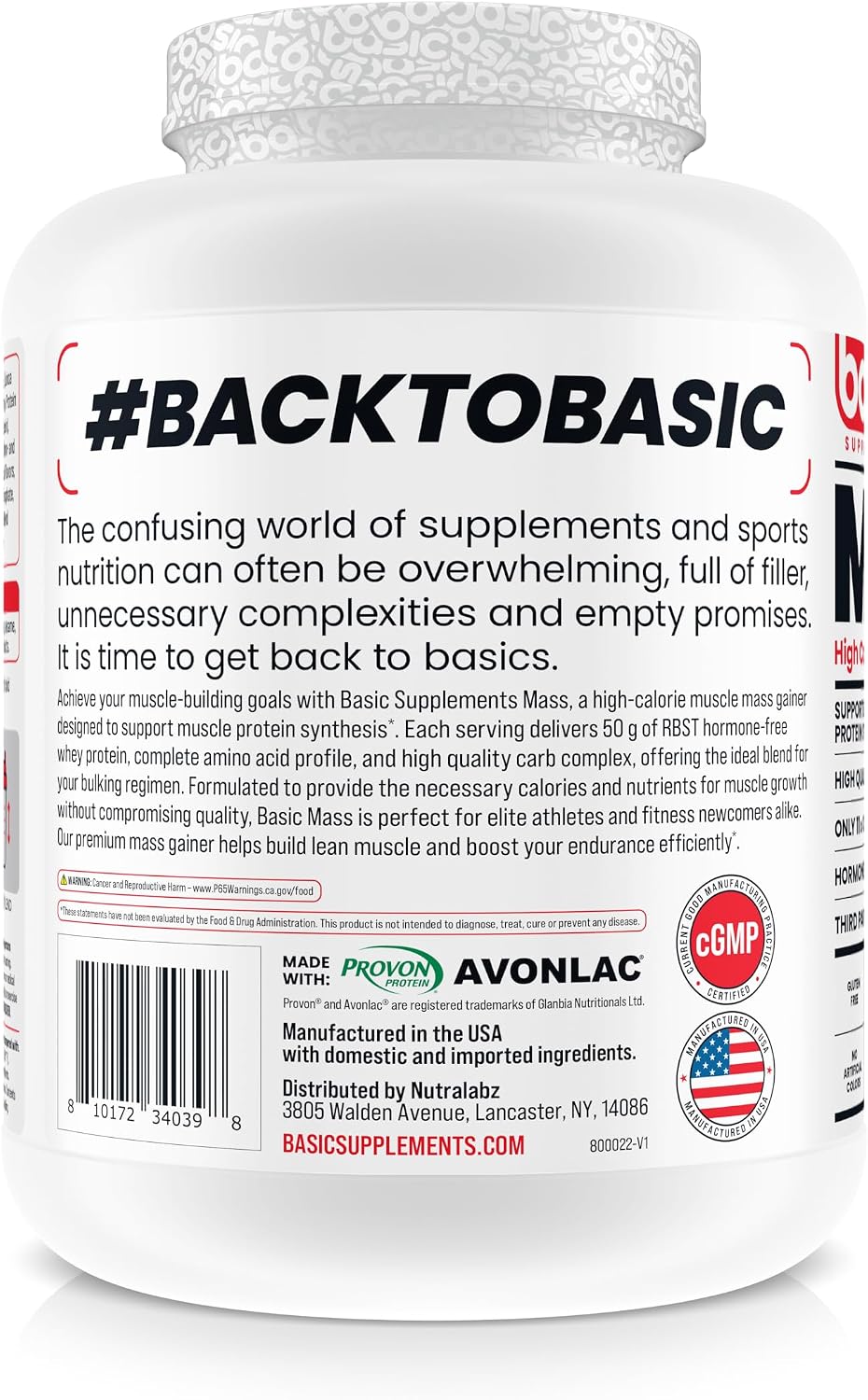 گینر افزایش وزن BASIC SUPPLEMENTS، 50 گرم پروتئین، 6 پوند، طعم شکلاتی