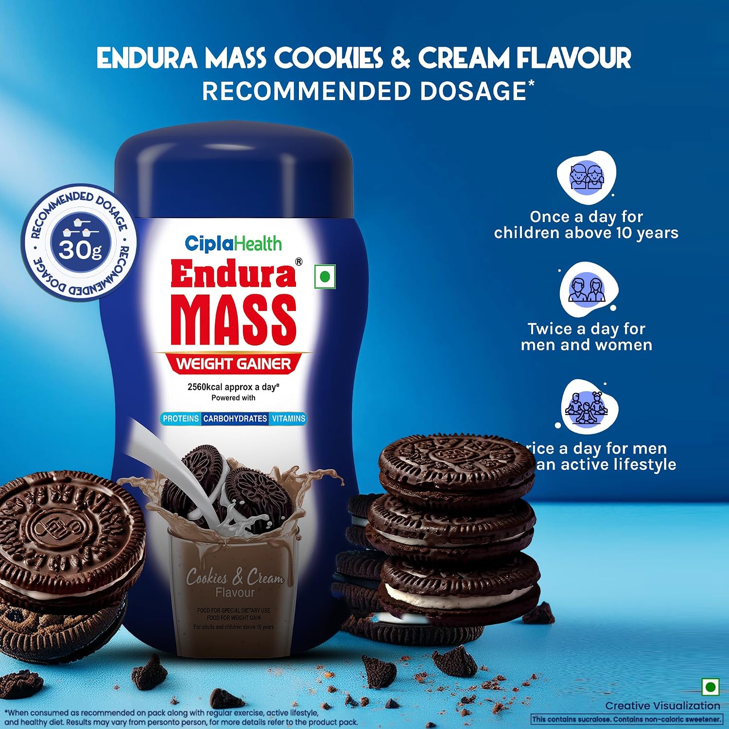 گینر افزایش وزن Endura، 550 گرم، طعم کوکی و کرم