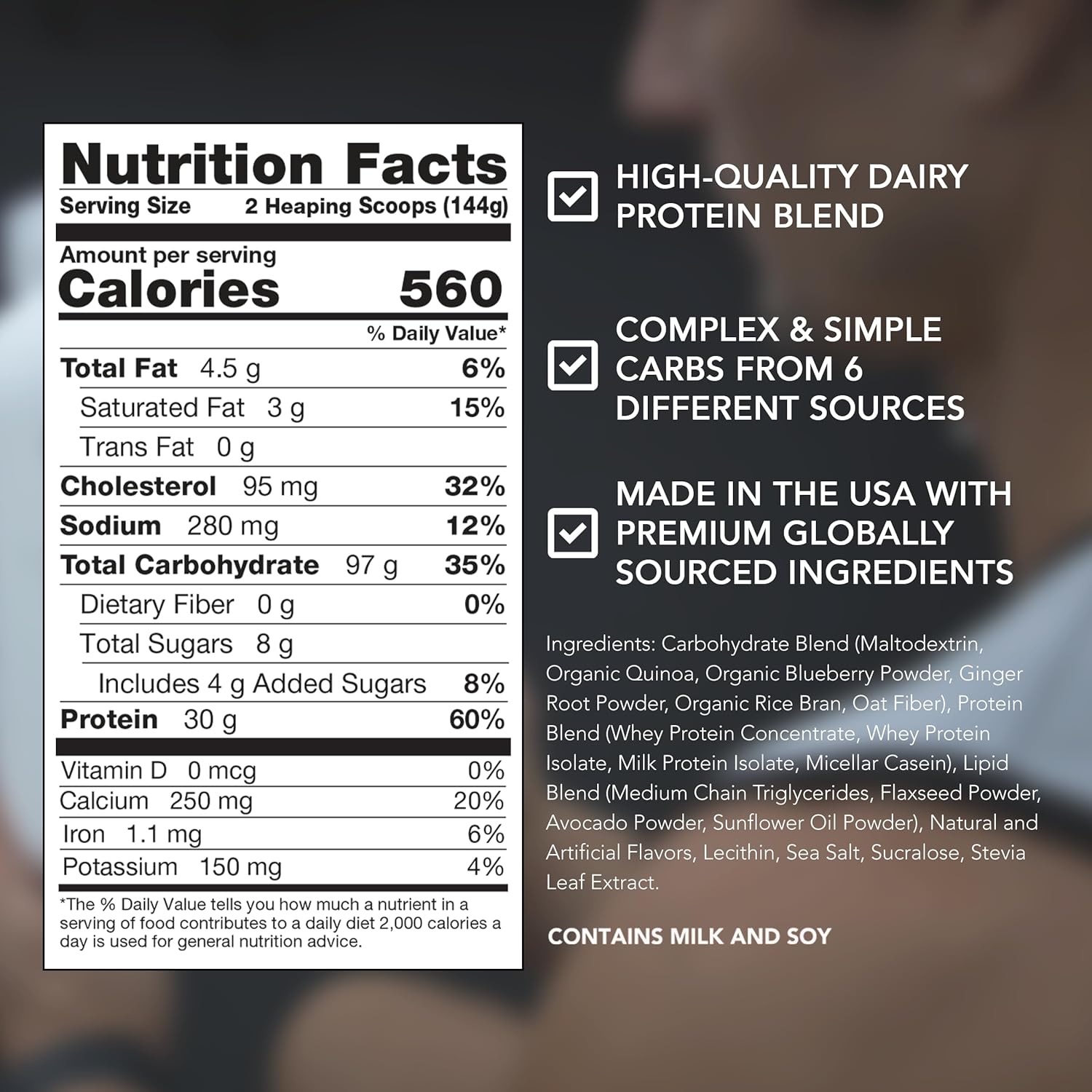گینر افزایش وزن RIVAL NUTRITION Clean Gainer، 30 گرم پروتئین، 97 گرم، طعم وانیلی
