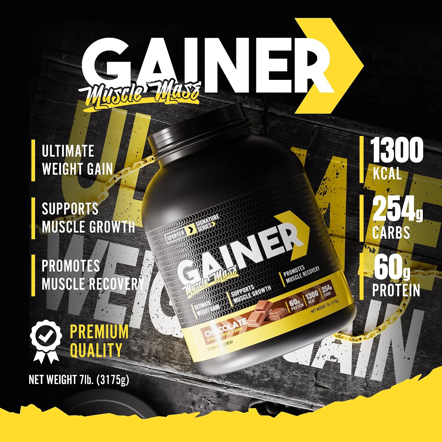 گینر افزایش وزن Sporter، 7 پوند، طعم شکلاتی