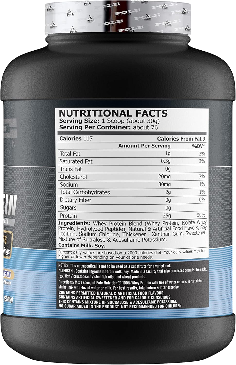 پودر پروتئین وی Pole Nutrition، 5 پوند، طعم بلوبری