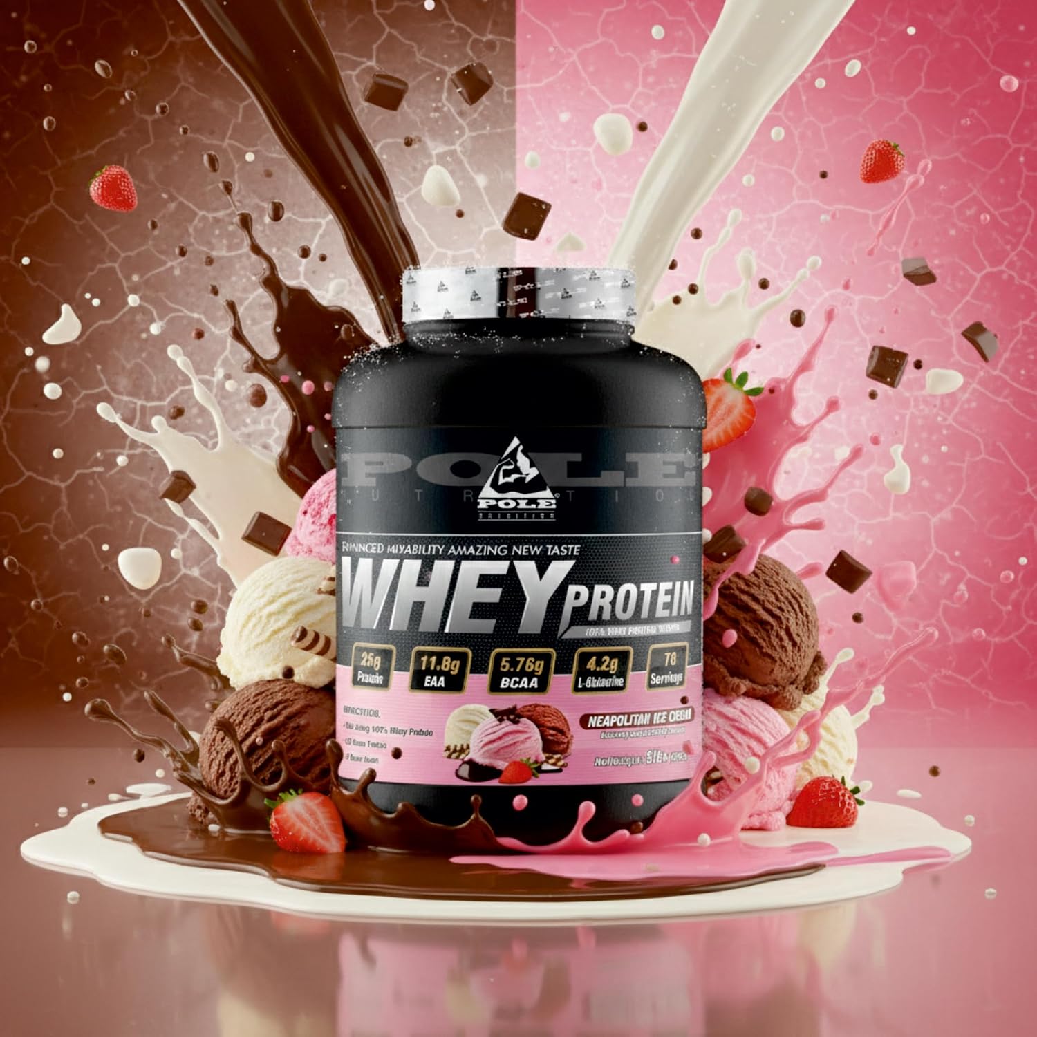 پودر پروتئین وی Pole Nutrition، 5 پوند، طعم بلوبری