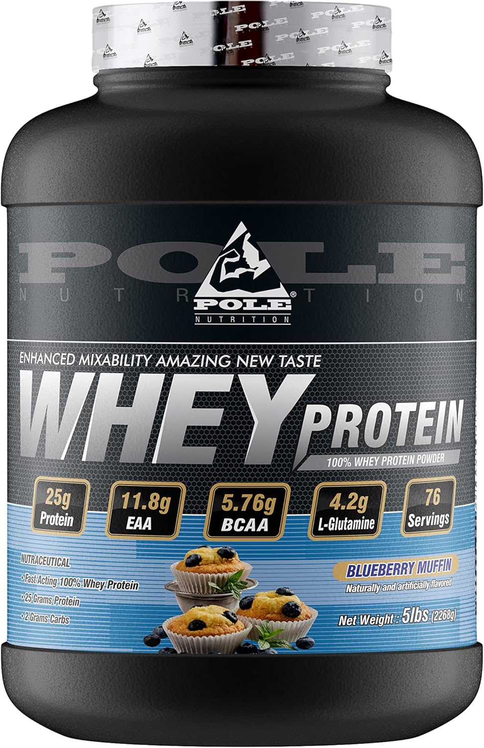 پودر پروتئین وی Pole Nutrition، 5 پوند، طعم بلوبری