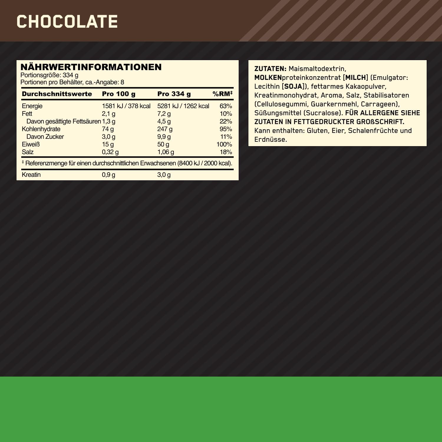 گینر افزایش وزن Optimum Nutrition Serious Mass، 2.66 کیلوگرم، 8 سروینگ، طعم شکلاتی